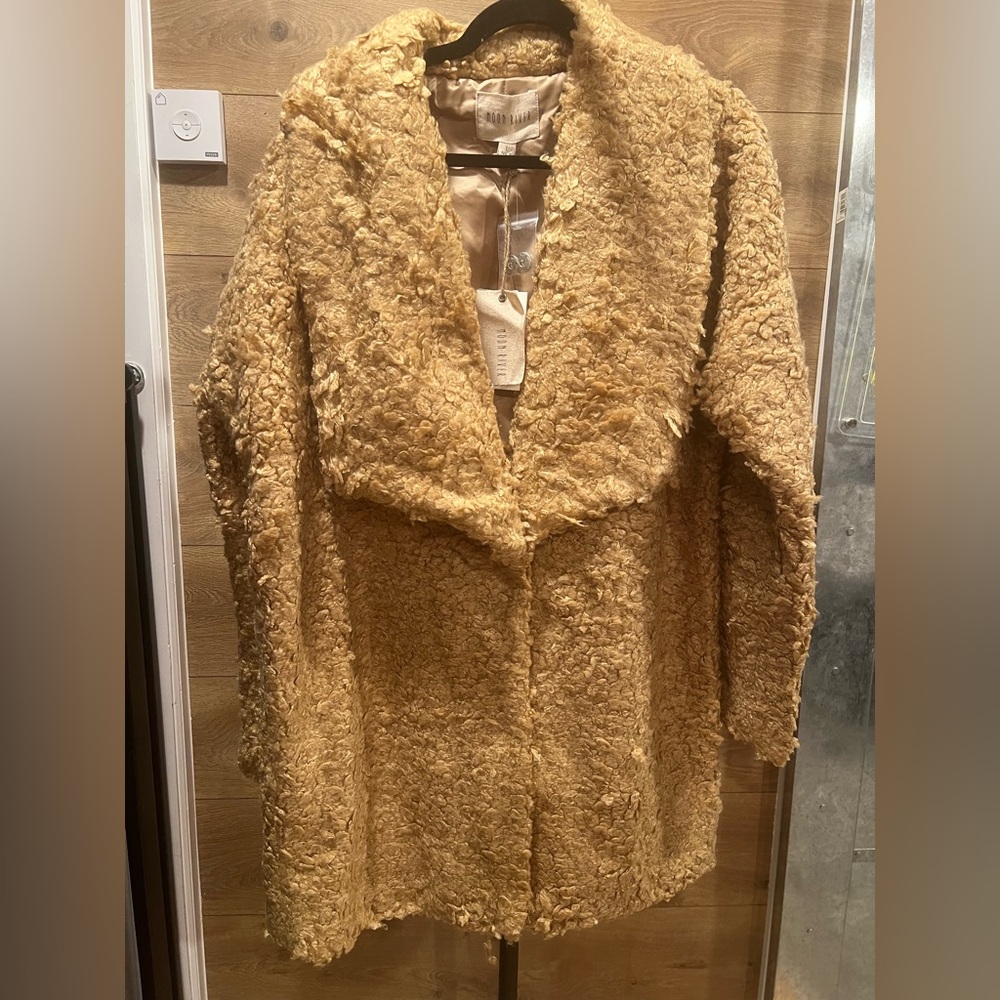 ✨ Moon River Textured Faux Shearling Coat – Camel (Size L, NWT) ✨